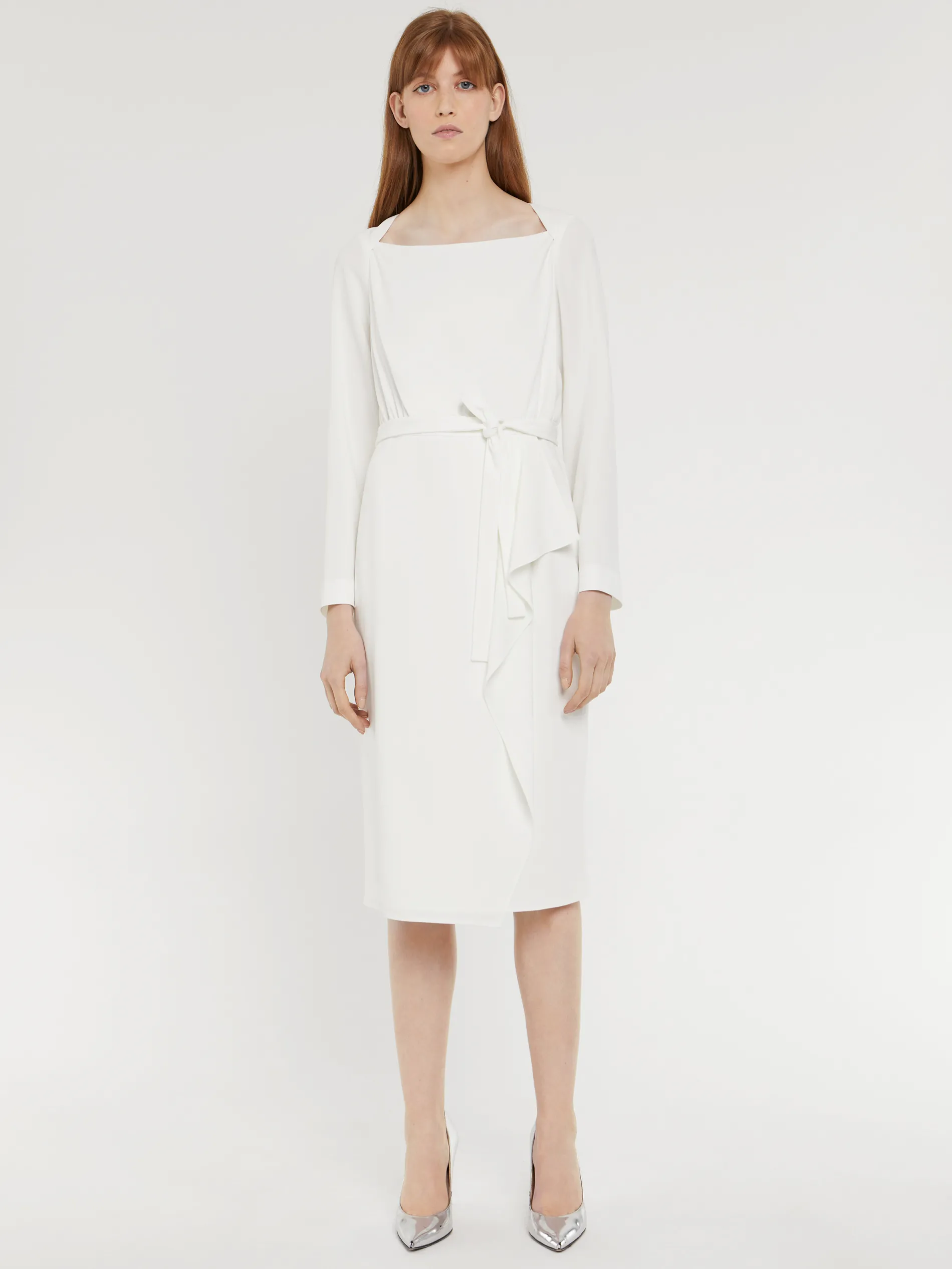 Paule Ka Robe Mi-Longue A Pan Ceinturee En Crepe Envers Satin<Femme Robes