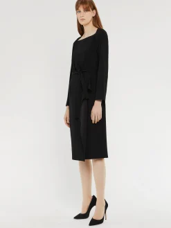 Paule Ka Robe Mi-Longue A Pan Ceinturee En Crepe Envers Satin<Femme Robes