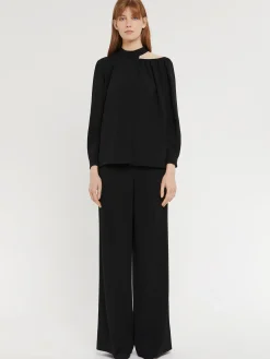 Paule Ka Top A Encolure Graphique En Crepe Envers Satin<Femme Tops