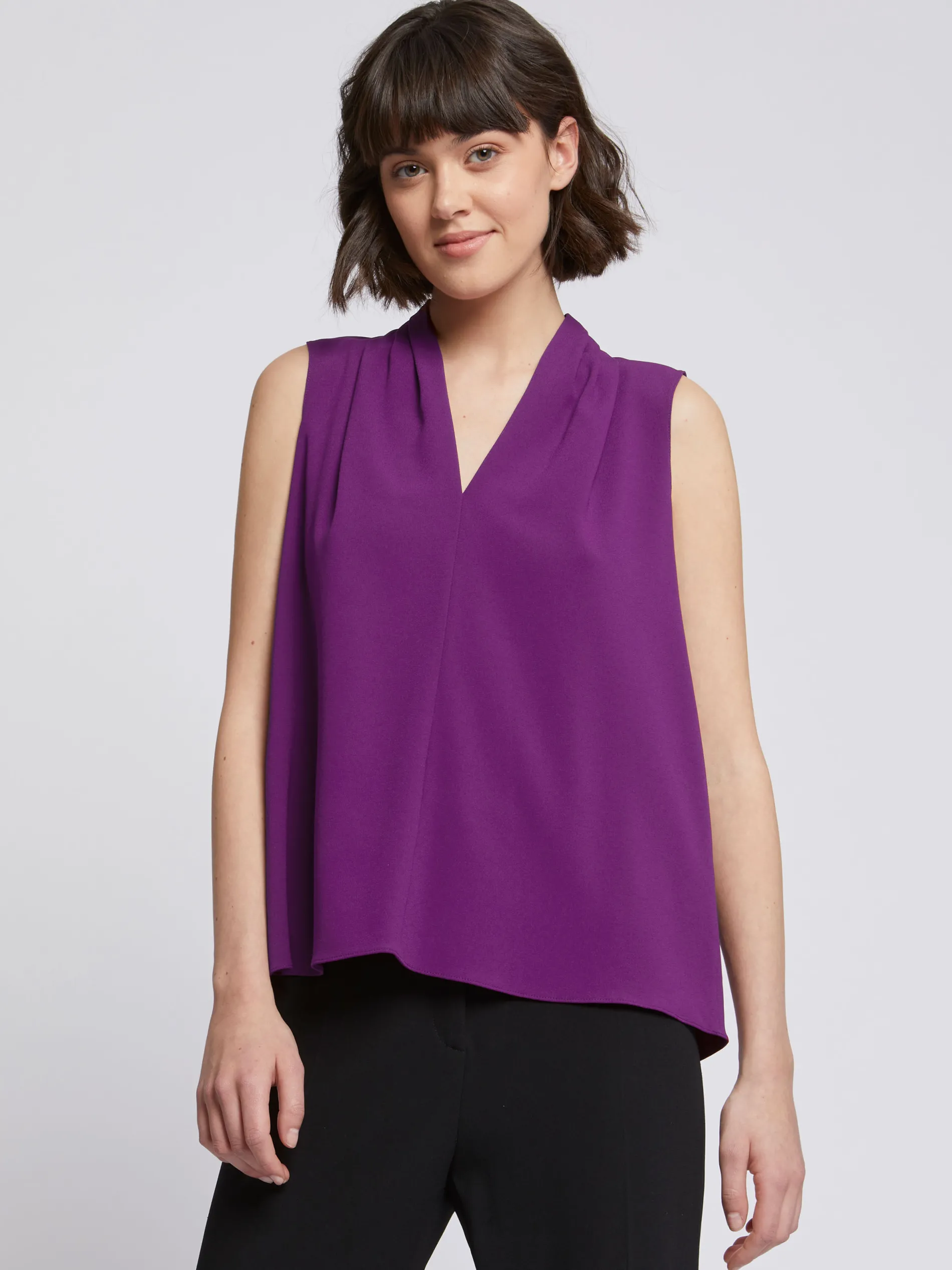 Paule Ka Top Col V En Crepe Revers Satin<Femme Tops