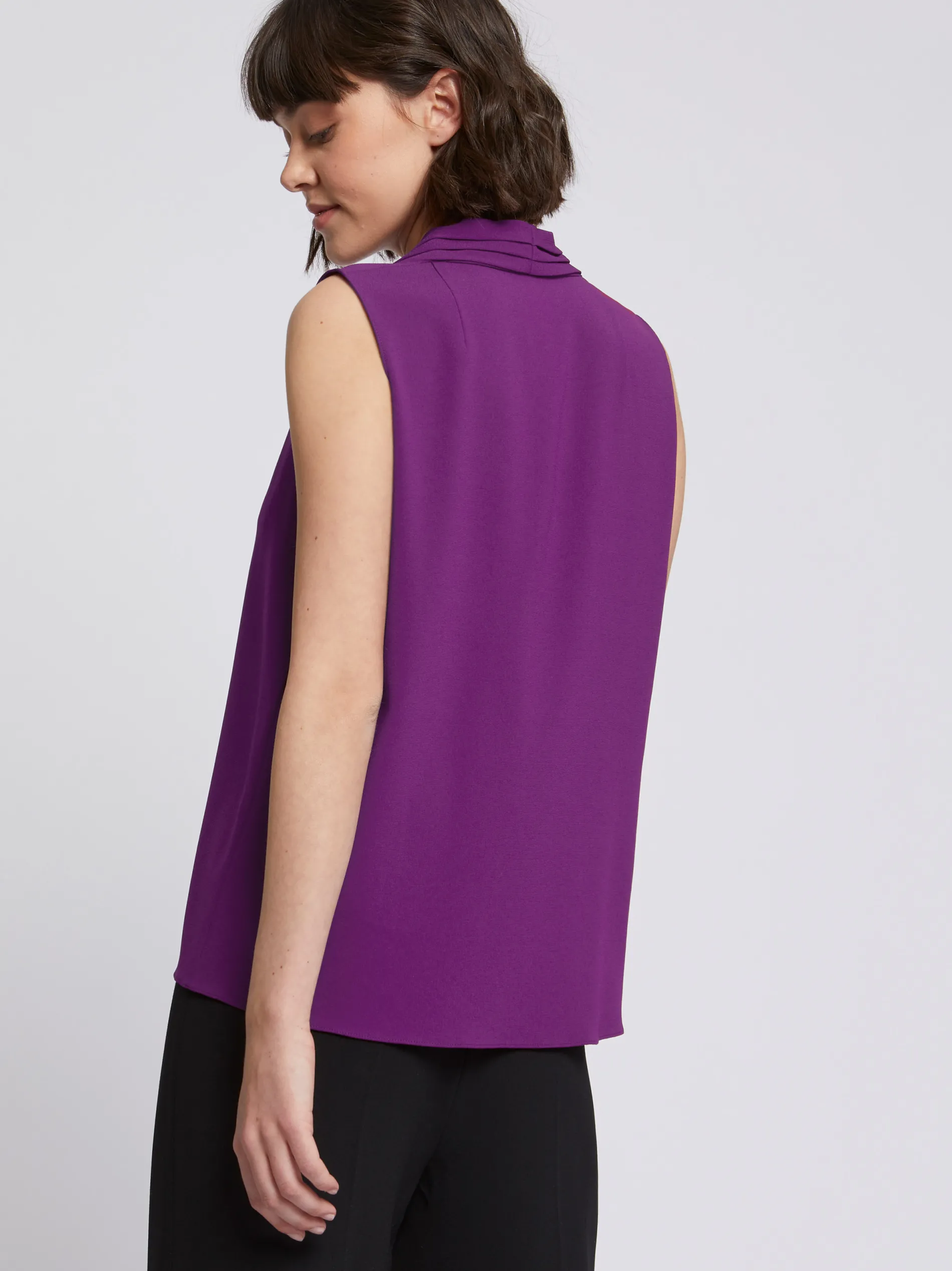 Paule Ka Top Col V En Crepe Revers Satin<Femme Tops