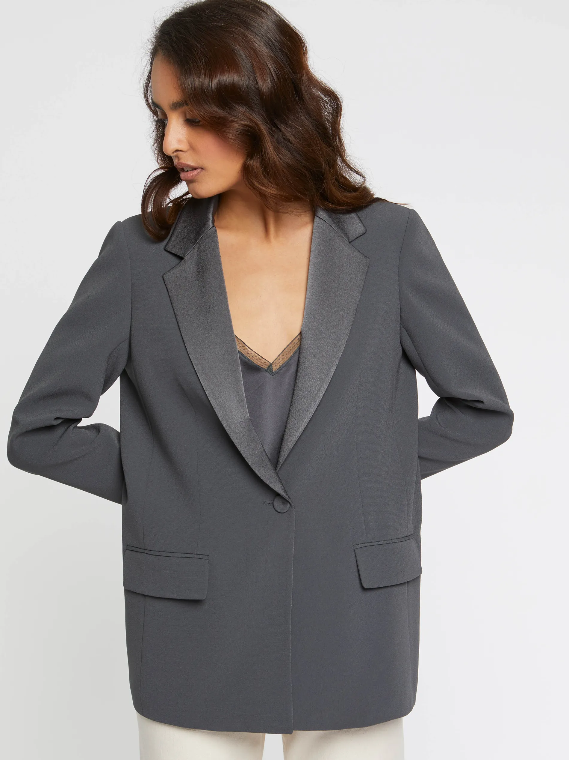 Paule Ka Veste De Costume Droite En Tissu Crepe<Femme Vestes