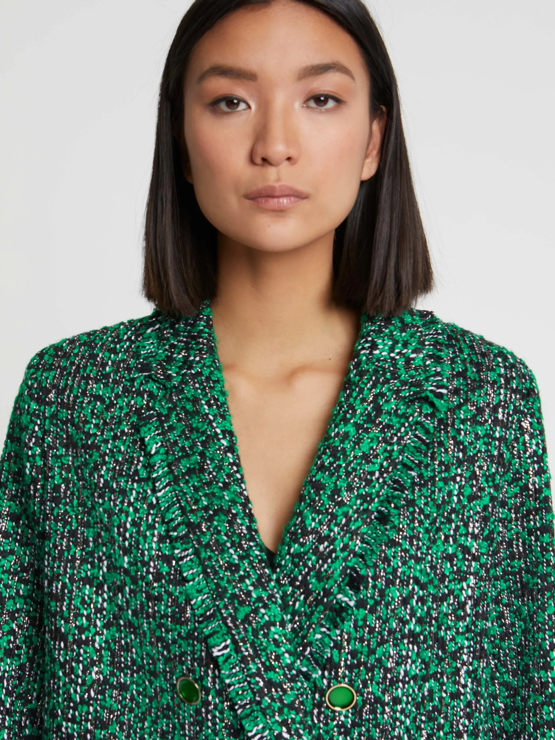 Paule Ka Veste Longue En Tweed Bicolore<Femme Vestes
