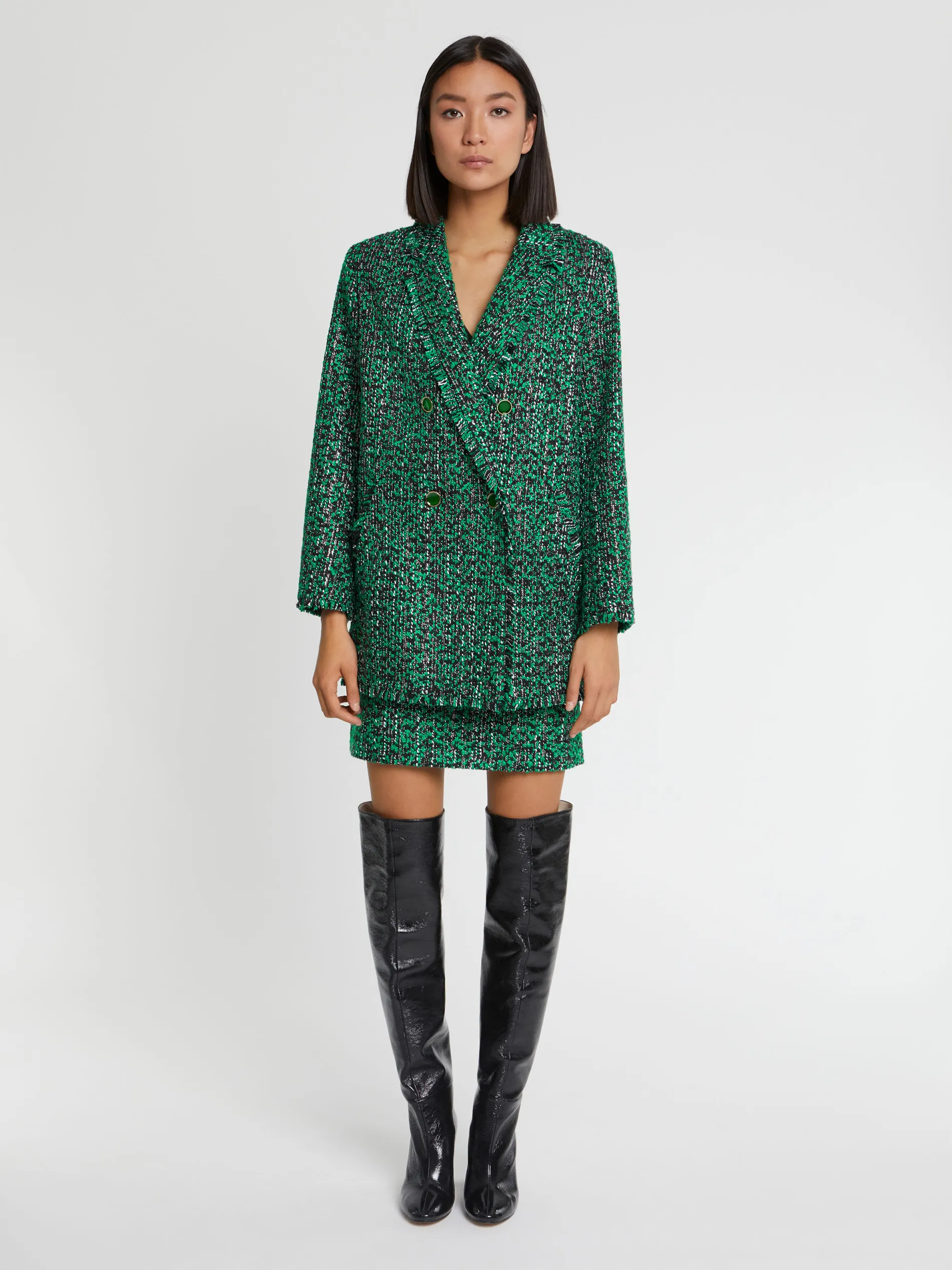 Paule Ka Veste Longue En Tweed Bicolore<Femme Vestes
